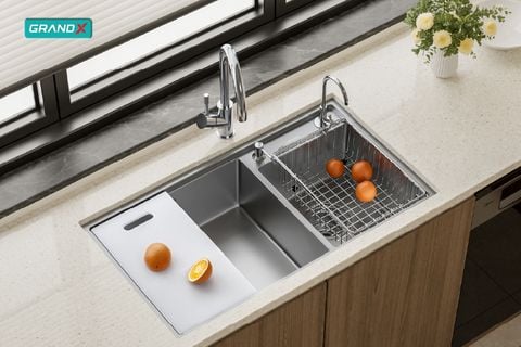 Chậu rửa bát 2 hố âm GrandX GX8648DS