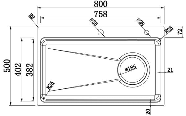 Chậu rửa 1 hố Inox 304 chống xước GrandX GX8050SV Volcano