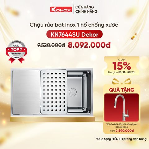 Chậu rửa bát âm Konox KN7644SU Dekor TẶNG VÒI RENO