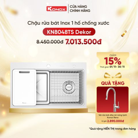 Chậu rửa bát âm Konox KN8048TS Dekor Tặng vòi Reno