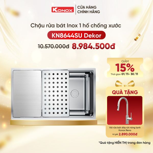 Chậu rửa bát âm Konox KN8644SU Dekor TẶNG VÒI RỬA RENO