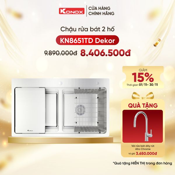 Chậu dương Konox KN8651TD Dekor Tặng Vòi rửa bát rút dây Alto Chrome