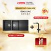 Chậu rửa bát đá Konox Livello Smart Black + Vòi rửa Konox cao cấp tặng Bộ dao 5 món Impecca