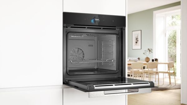 Lò nướng kết hợp hấp kính đen 71L Serie 8 Bosch HSG7584B1