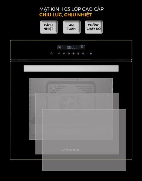 Lò nướng âm tủ Kocher KOEU-71S14F 71Lit