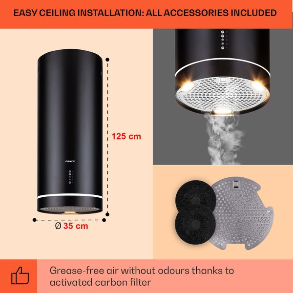 Máy hút mùi đảo Fandi FD-8899ID SMART BLACK