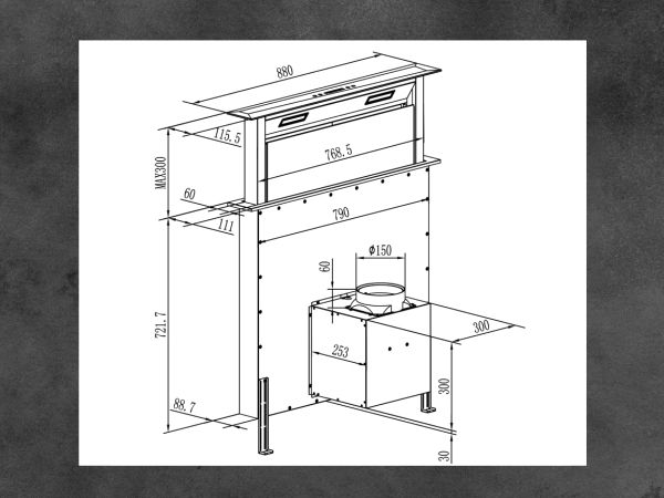 Máy Hút Mùi Âm Bàn Fandi Stone PR90 Công Suất Hút Tối Đa 1400 m³/h