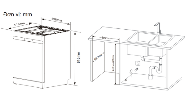Máy Rửa Bát Độc Lập Kocher X16B