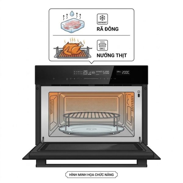 Lò vi sóng kết hợp nướng âm tủ Malloca MW950BS