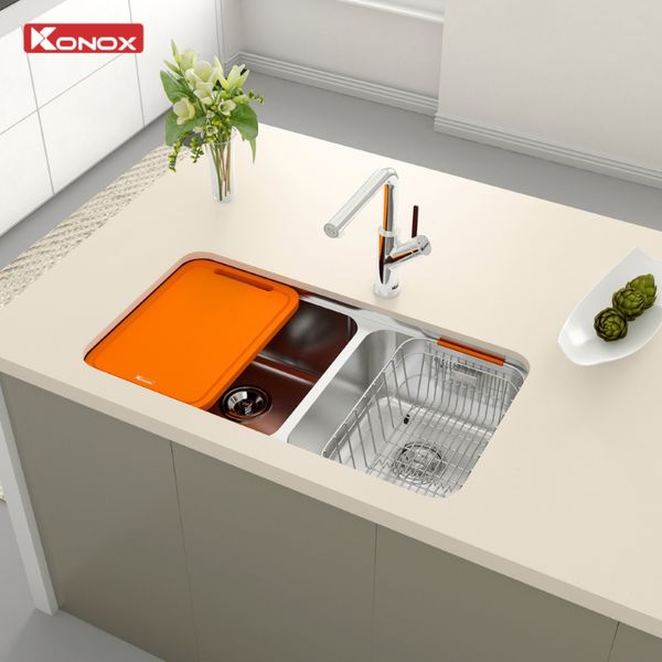 Chậu 2 hố âm Konox R50 Tari 8246DU