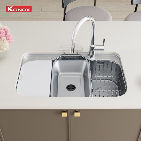 Chậu rửa bát phong cách Nhật chống xước Konox Tari Smart 7851