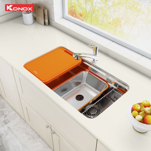 Chậu rửa bát âm Konox R50 Tari 8047SU Tặng bộ dao 7 món Gouter
