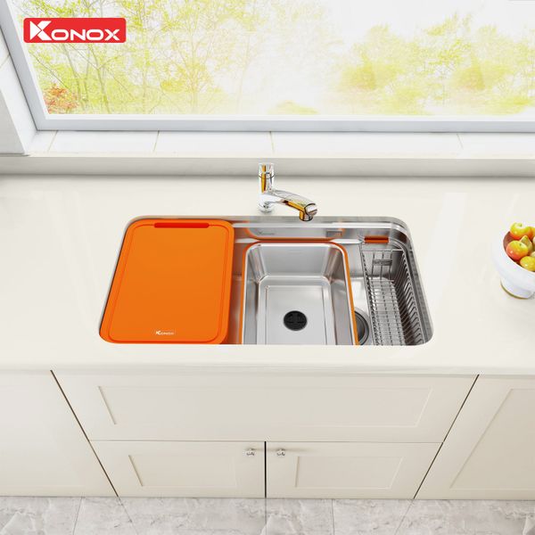 Chậu rửa bát âm Konox R50 Tari 8047SU Tặng bộ dao 7 món Gouter