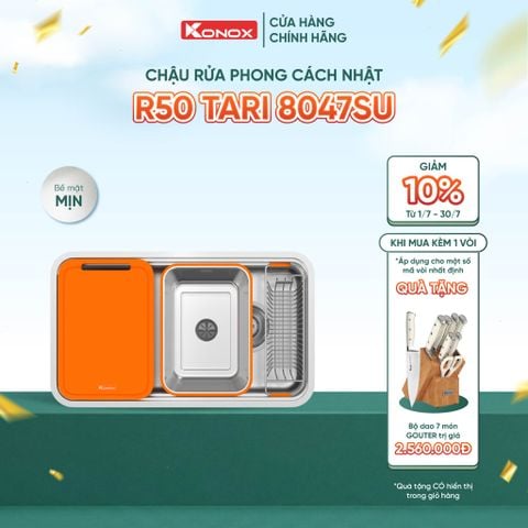 Chậu rửa bát âm Konox R50 Tari 8047SU Tặng bộ dao 7 món Gouter