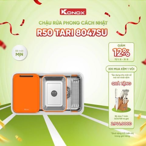 Chậu rửa bát âm Konox R50 Tari 8047SU + Kèm vòi dây rút Tặng bộ dao 7 món Gouter