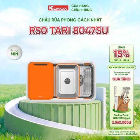 Chậu rửa bát âm Konox R50 Tari 8047SU Tặng bộ dao 7 món Gouter
