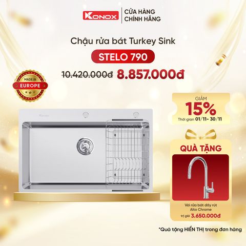 Chậu rửa bát âm tủ Konox STELO 790 Tặng vòi dây rút Alto Chrome
