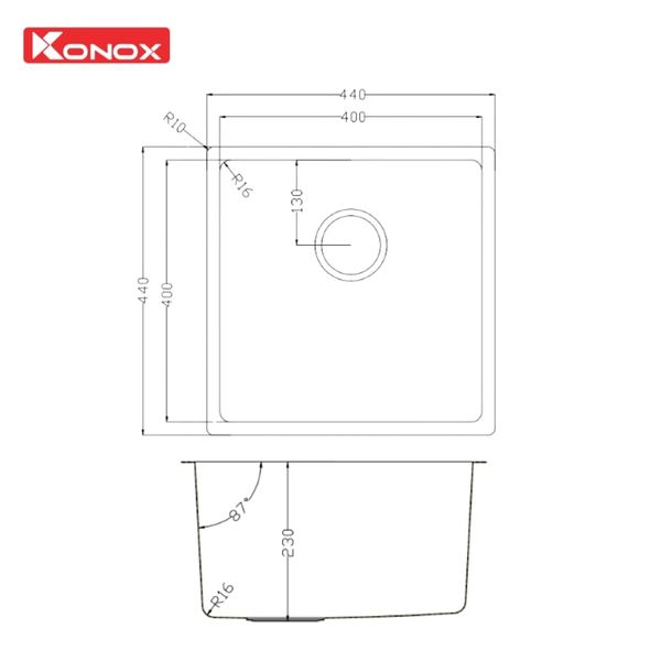 Chậu rửa bát Konox phong cách Nhật bề mặt mịn Tari 400SM