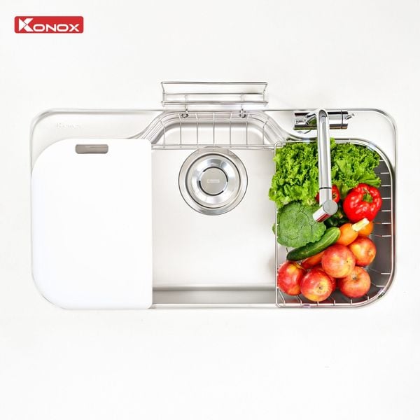 Chậu rửa bát Konox Tari 9051SM + VÒI RỬA BẤT KỲ Tặng bộ dao nhà bếp 7 món cao cấp Gouter