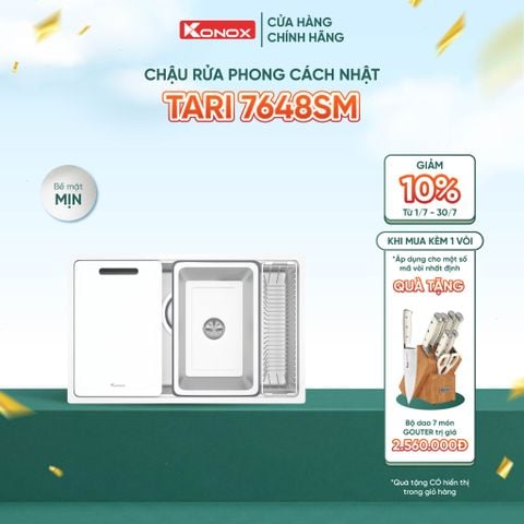 Chậu rửa âm Konox  Tari 7648SM Tặng bộ dao 7 món Gouter