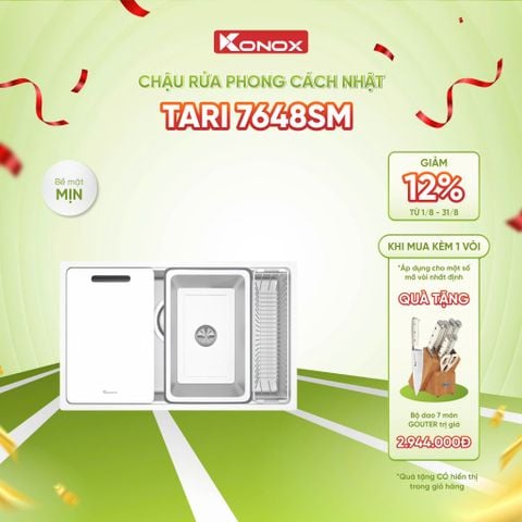 Chậu rửa âm Konox  Tari 7648SM + Kèm vòi dây rút Tặng bộ dao 7 món Gouter