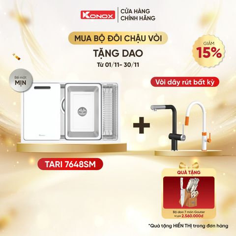 Chậu rửa âm Konox  Tari 7648SM + VÒI BẤT KỲ TẶNG BỘ DAO 5 MÓN