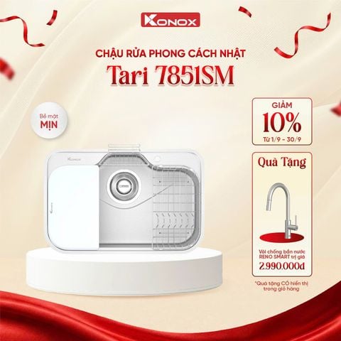 Chậu rửa bát Konox Tari 7851SM Tặng bộ dao 7 món Gouter