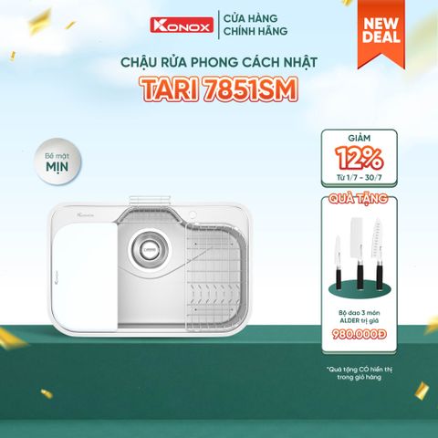 Chậu rửa bát Konox Tari 7851SM Tặng bộ dao 7 món Gouter