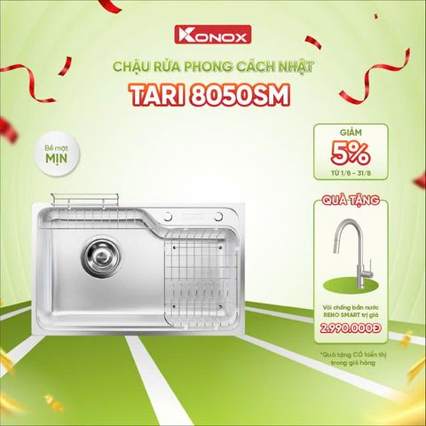 Chậu rửa bát bề mặt mịn Konox Tari 8050SM