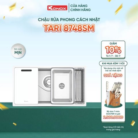 Chậu rửa âm Konox Tari 8748SM Tặng bộ dao 7 món Gouter