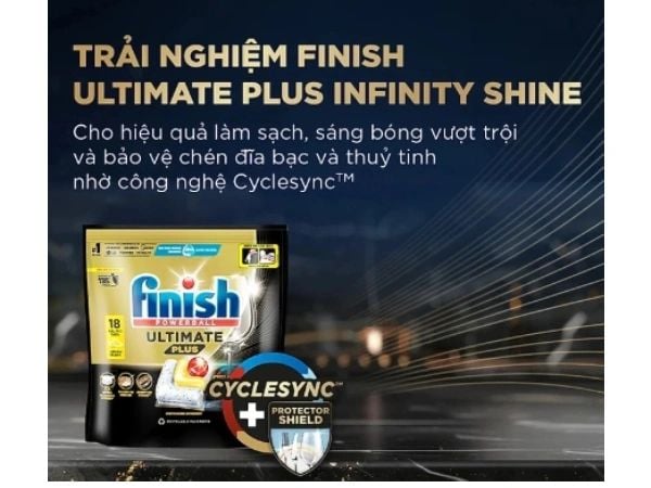 Viên rửa chén Finish Powerball Ultimate Plus 18 viên hương chanh