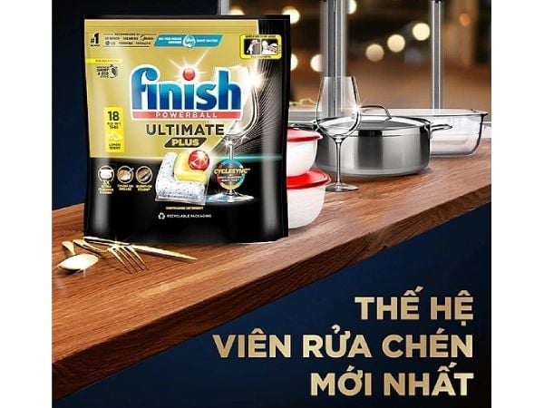 Viên rửa chén Finish Powerball Ultimate Plus 18 viên hương chanh