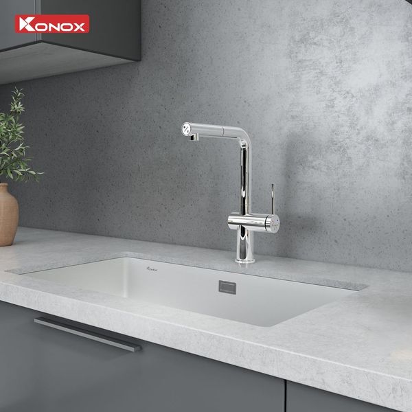 Vòi rửa bát dây rút Konox Stream Smart Chrome