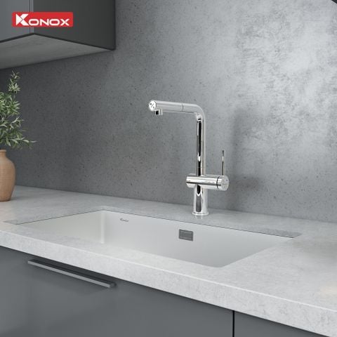 Vòi rửa bát dây rút Konox Stream Smart Chrome