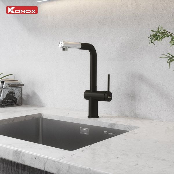 Vòi rửa bát dây rút Konox Stream Smart Black