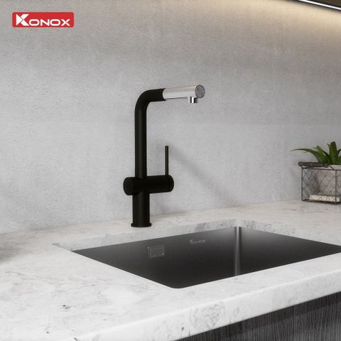 Vòi rửa bát dây rút Konox Stream Smart Black