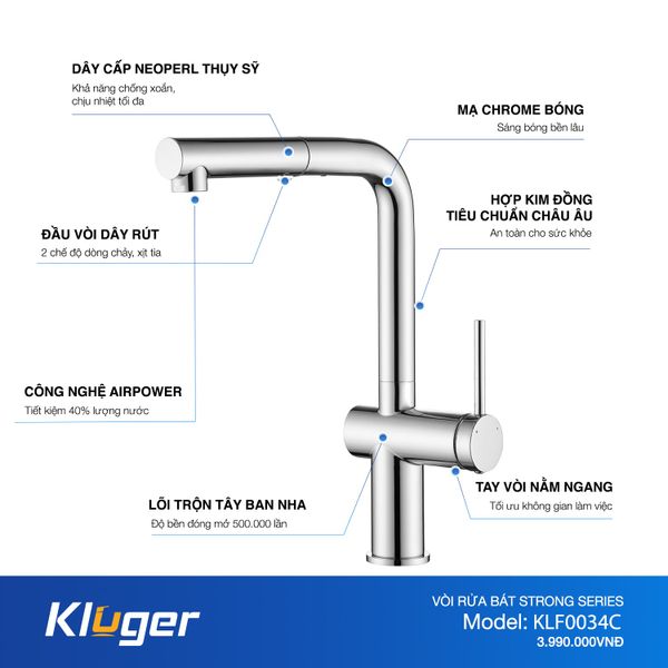 Vòi rửa bát Kluger KLF0034C