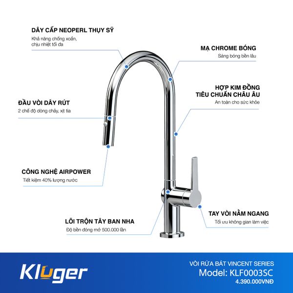 Vòi rửa bát Kluger KLF0003SC