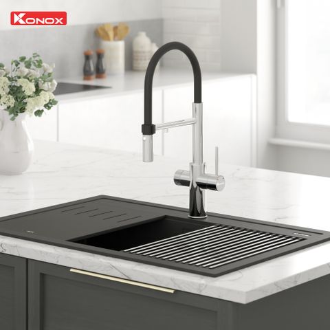 Vòi rửa bát thân mềm 3 đường nước Konox Combi Chrome