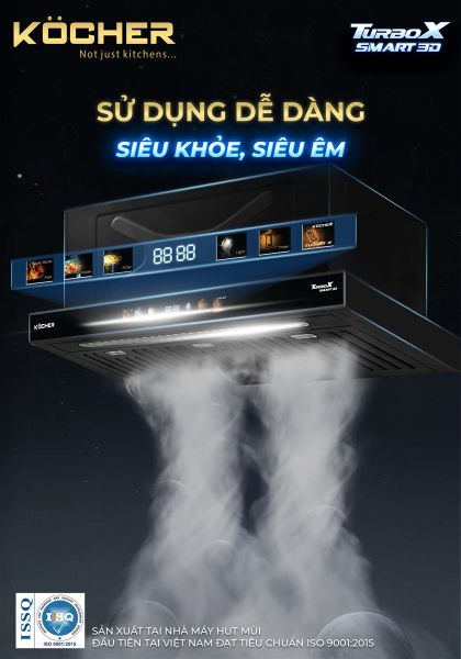 Máy Hút Mùi Âm Tủ Kocher 3D X3D-350D Auto Clean