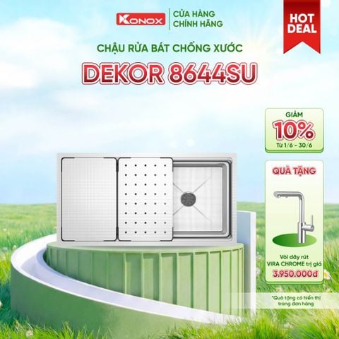 Chậu rửa bát 1 hố chống xước KN8644SU Dekor Tặng vòi vira chorme