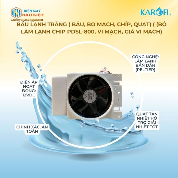 Bầu lạnh trắng ( Bầu, bo mach, chíp, quạt) ( (Bộ làm lạnh chip PDSL-800, vi mạch, giá vi mạch)