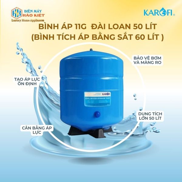 Bình áp 11G  Đài Loan 50 Lít (Bình tích áp bằng sắt 60 lít )