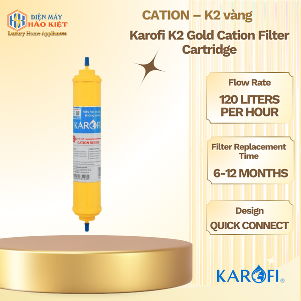 Lõi Cation K2 vàng CATION-KAROFI (Lõi số 2 cho nước phèn - nối chậm)