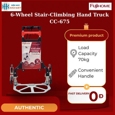 CC-675 - Xe Kéo Đẩy Leo Cầu Thang Fujihome 6 Bánh Rút Gọn