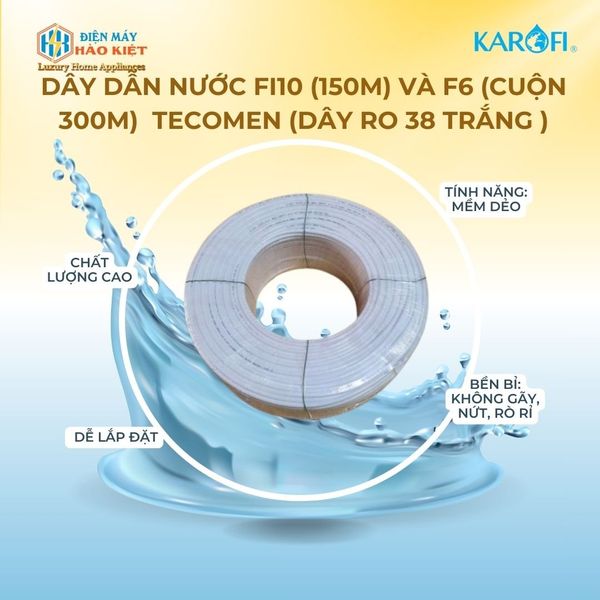 Dây dẫn nước Fi10 (150m) và F6 (cuộn 300m)  Tecomen (Dây RO 38 trắng )