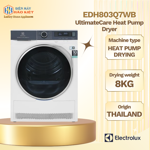 EDH803Q7WB - Máy Sấy Bơm Nhiệt Electrolux UltimateCare 8 Kg
