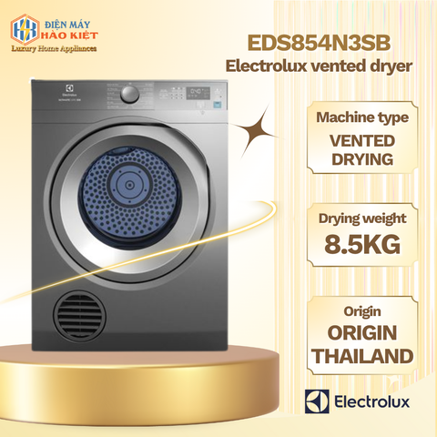 EDS854N3SB - Máy Sấy Thông Hơi Electrolux UltimateCare 8.5 Kg - Đen Xám