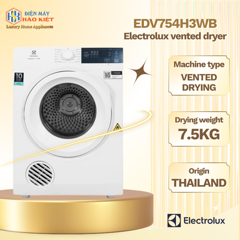 EDV754H3WB - Máy Sấy Thông Hơi Electrolux UltimateCare 7.5 Kg - Trắng