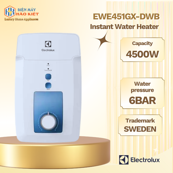 EWE451GX-DWB - Máy Nước Nóng Trực Tiếp Electrolux 4500W - Trắng Xanh